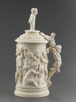 Deckelkrug aus Elfenbein mit Puttenbacchanal